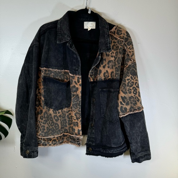 Oli&Hali jean jacket black leopard pathwork denim distressed medium SP213 - Picture 15 of 15